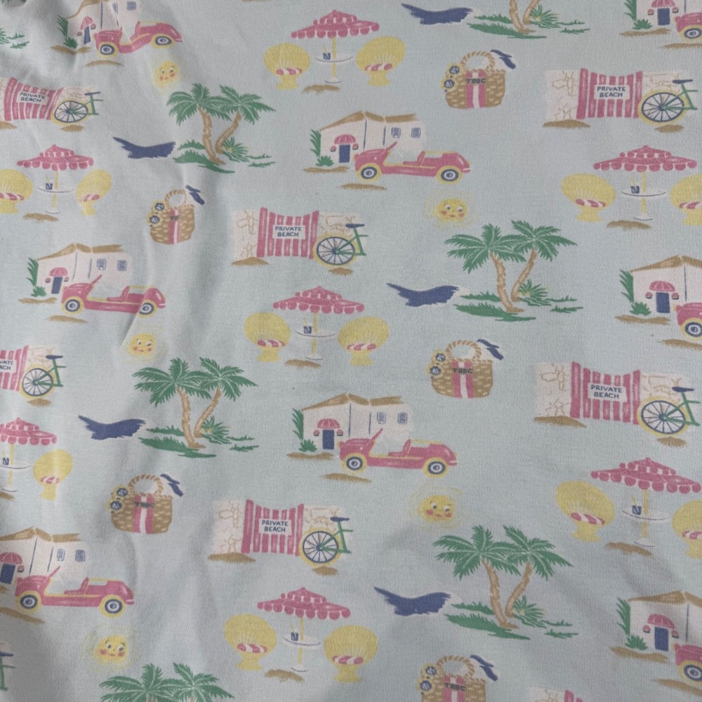 The Beaufort Bonnet Company Bath Towel NS Blue Pink Beach Print Pima - Picture 2 of 11